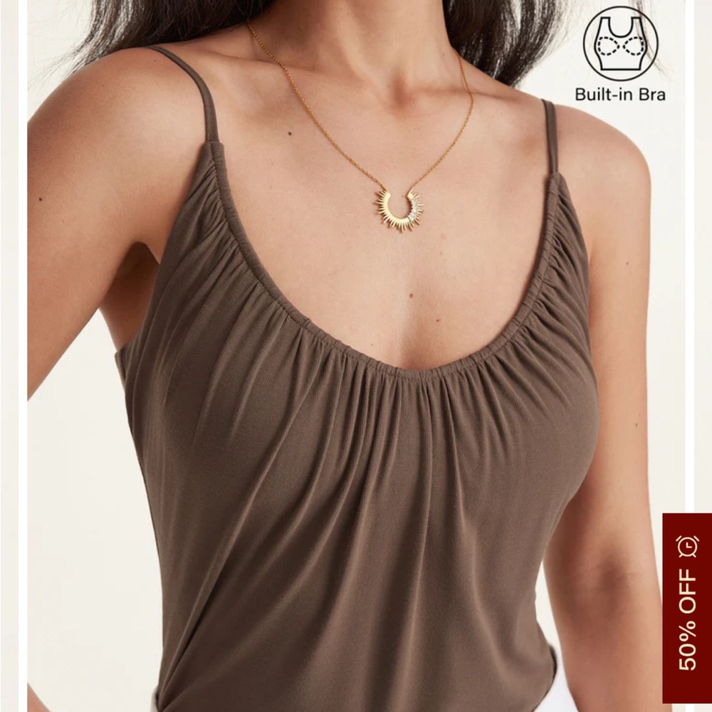 OGL NWOT Eco-SkinKiss Scoop Neck Gathered Spaghetti Bra Tank